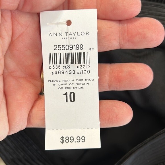 ANN TAYLOR NWT Size 10 Black Ribbed Lined Pull On Midi Skirt Stretch Slinky - Picture 7 of 8